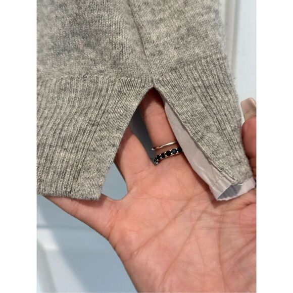 Sandro Paris Cashmere Blend Lightweight Gray Girl Split Back Button Cardigan M - Picture 12 of 16